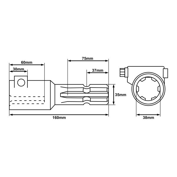 Adaptor cardan 1 3/8-Z8 la Z6 lungime 160 mm - Image 3