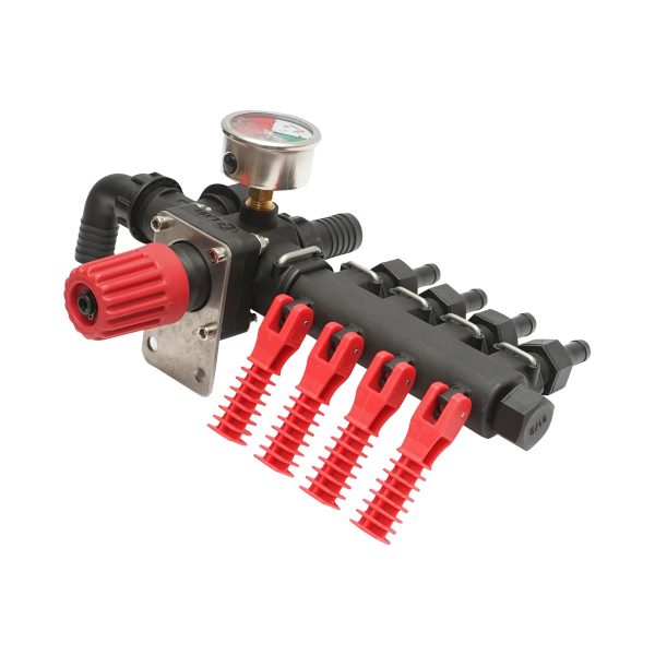 Distribuitor cu 4 cai si manometru cu glicerina pentru erbicidator (compatibil model polonez) - imagine 3