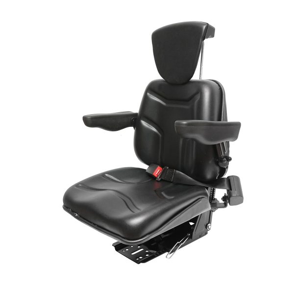 Scaun pentru tractor negru, reglabil cu cotiera, tetiera si centura, reglabil pe inaltime - Image 2