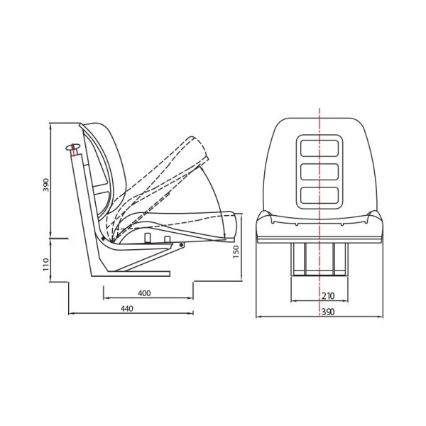 Scaun universal tractor cu sezut rabatabil - Image 4